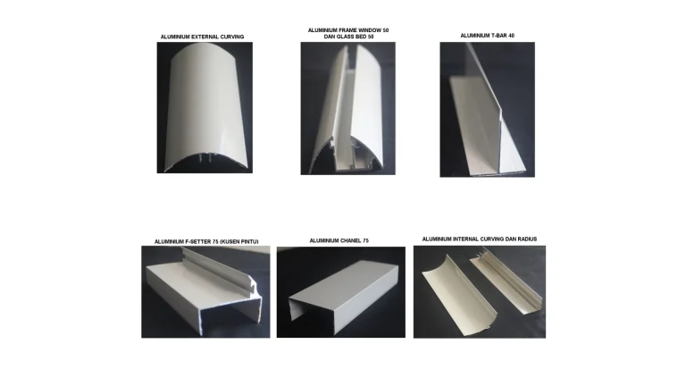 Profil aluminium extrusion untuk sambungan panel, coving, dan kusen